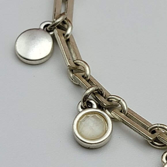 Lucky Brand Silver Tone Green Teardrop Crystal Charm Bracelet/Anklet 9" Adj. - Picture 3 of 8